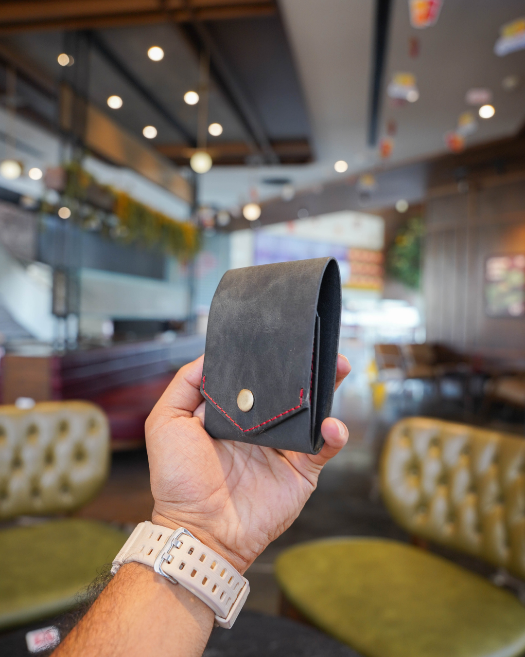 Phantom Noir | Handcrafted Genuine Matte Black Leather Wallet with free leather keychain | slim & compact design