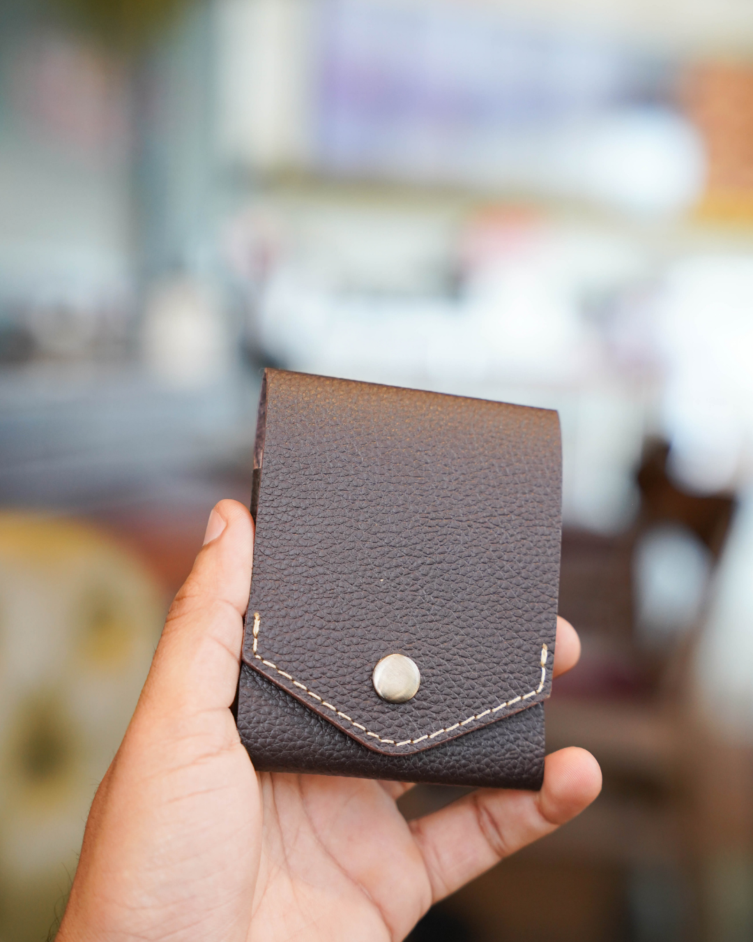 Cigar Reserve | Handcrafted Genuine Dark Brown Leather Wallet with free leather keychain | slim & compact design