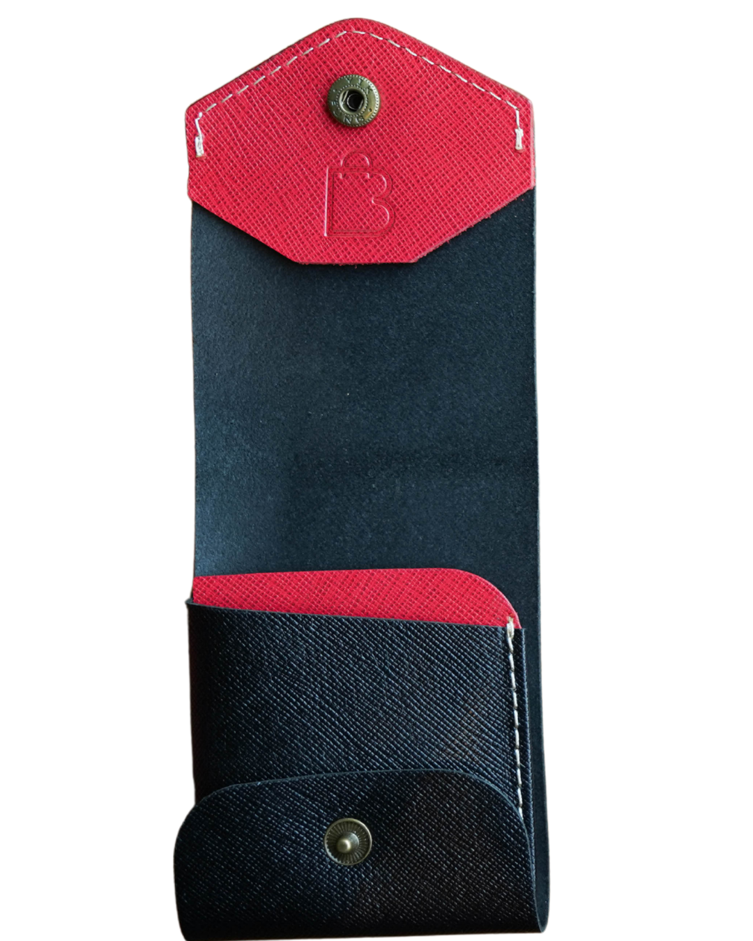 Velvet Sin | Handcrafted Genuine Black & Red Leather Wallet with free leather keychain | slim & compact design