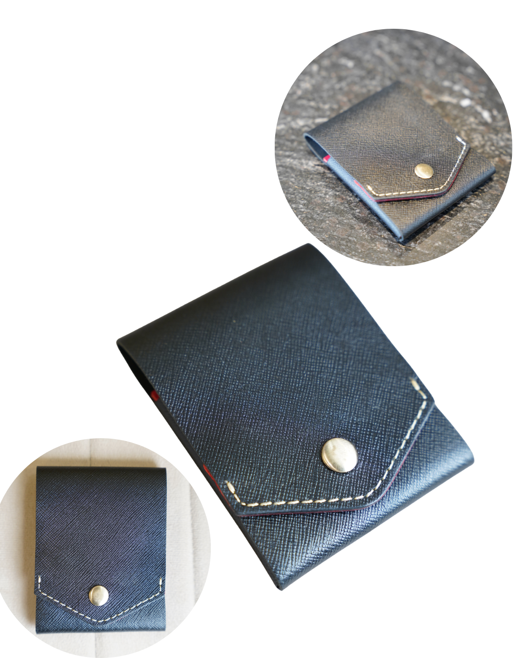 Velvet Sin | Handcrafted Genuine Black & Red Leather Wallet with free leather keychain | slim & compact design