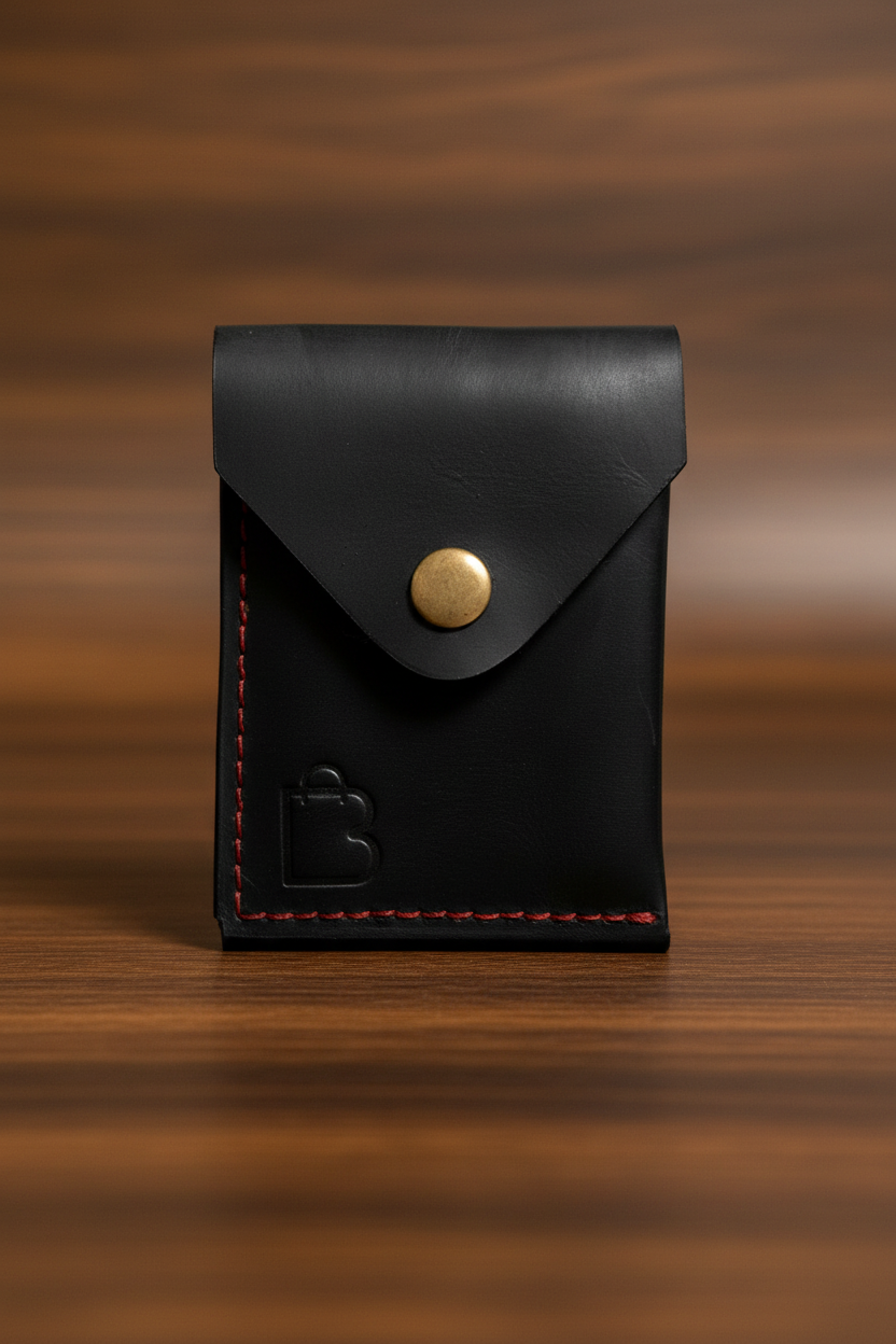 Eclipse Noir Double Fold | handcrafted Leather Wallet | Bazaro.ae
