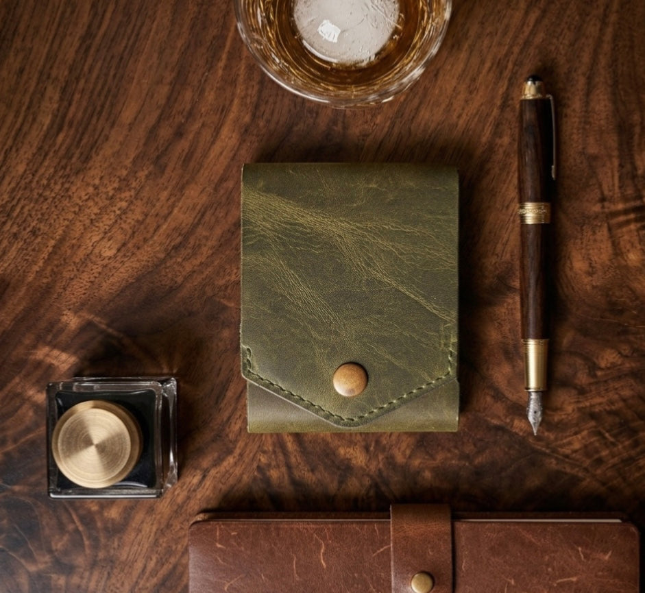 Sultan Olive | hand-Crafted Leather wallet | Compact Design Genuine Wallet | Bazaro.ae