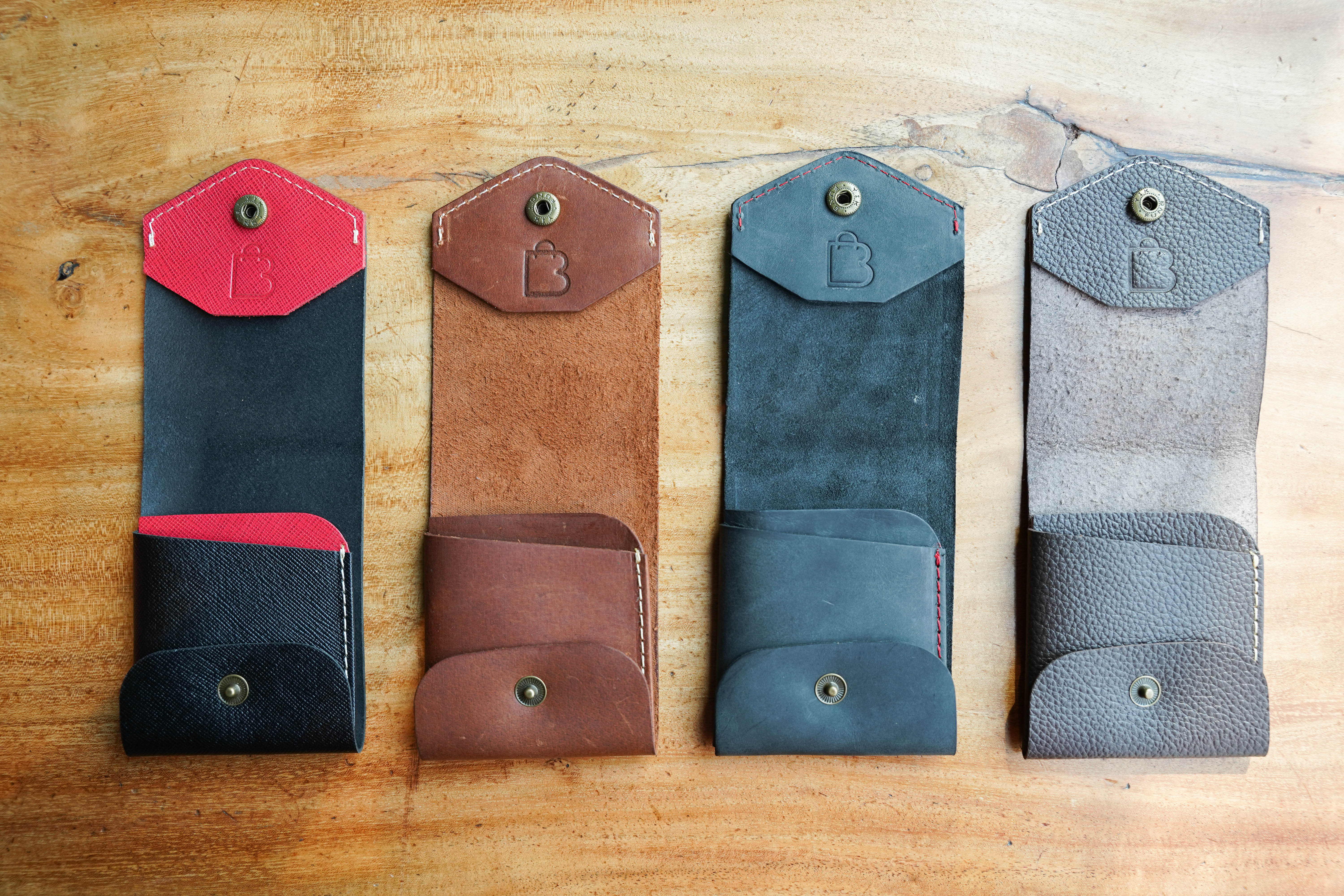 Phantom Noir | Handcrafted Genuine Matte Black Leather Wallet with free leather keychain | slim & compact design