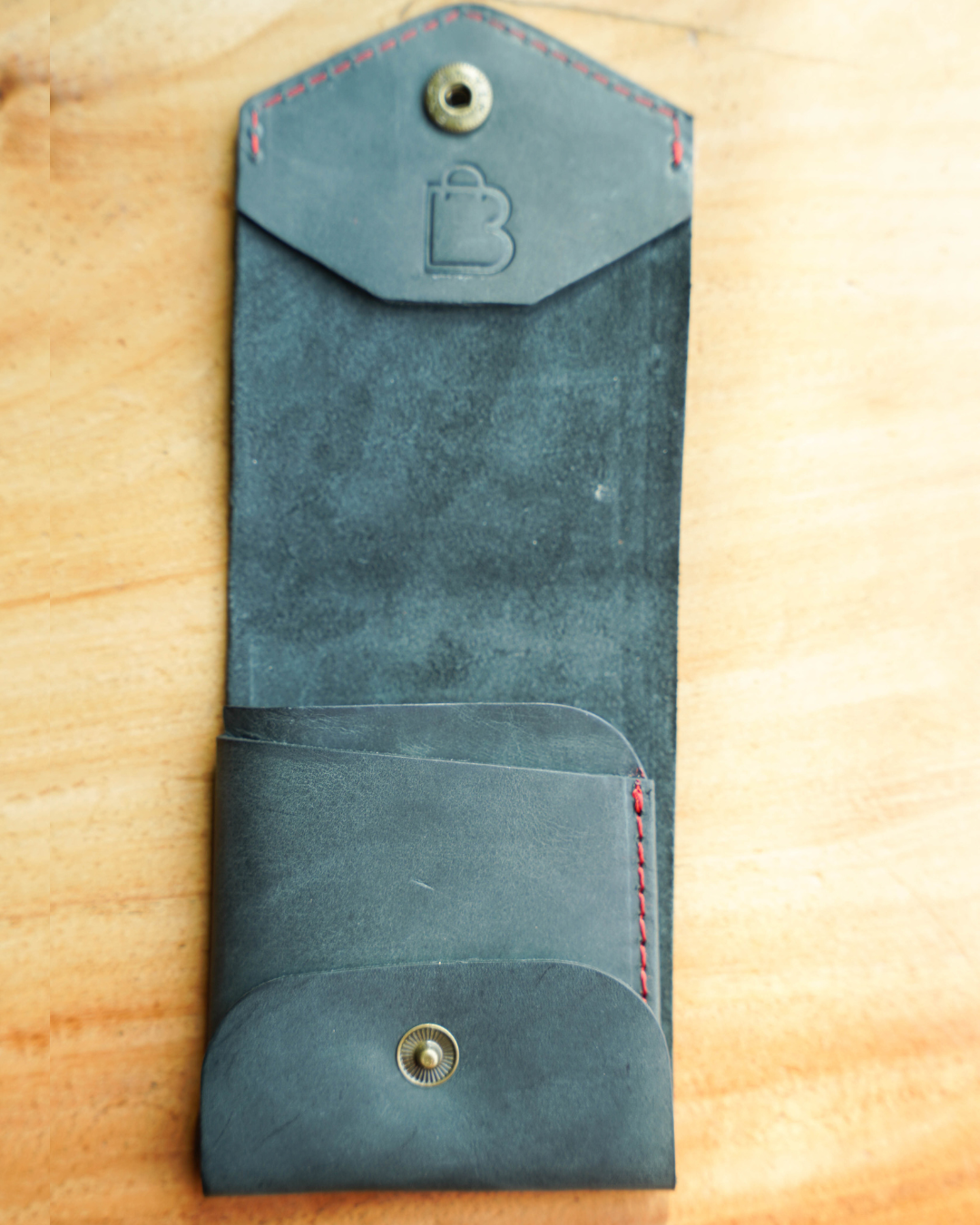 Phantom Noir | Handcrafted Genuine Matte Black Leather Wallet with free leather keychain | slim & compact design