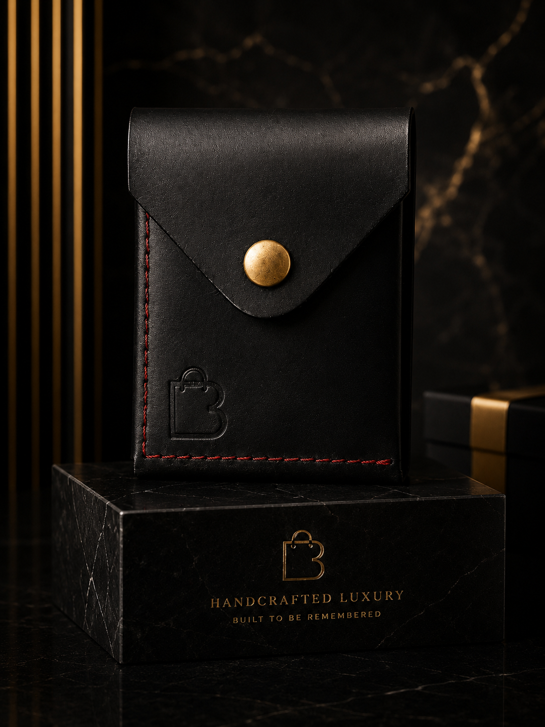 Eclipse Noir Double Fold | handcrafted Leather Wallet | Bazaro.ae