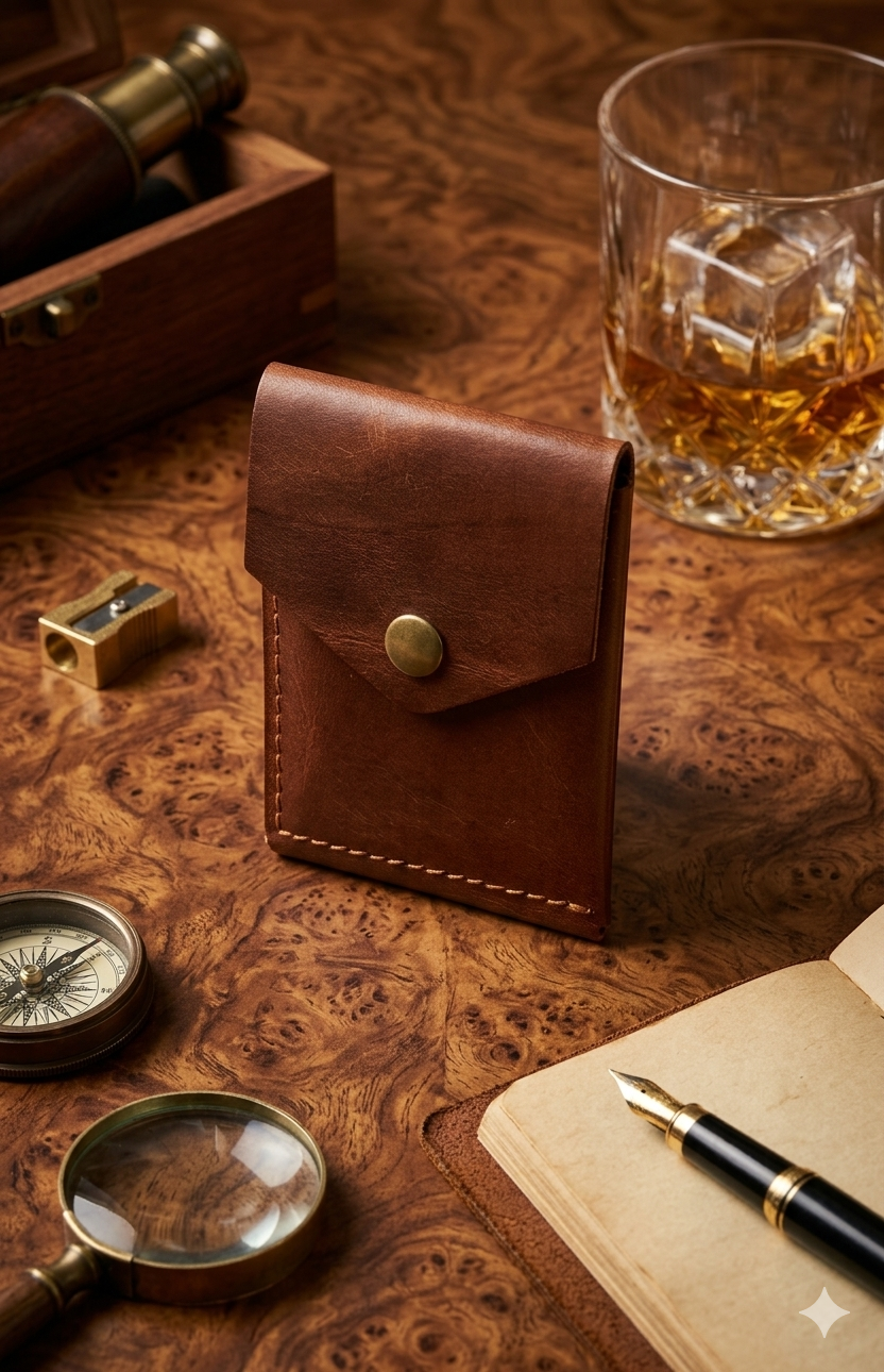 Compact Leather wallet in UAE | Crown Saddle | handcrafted Leather wallet in UAE