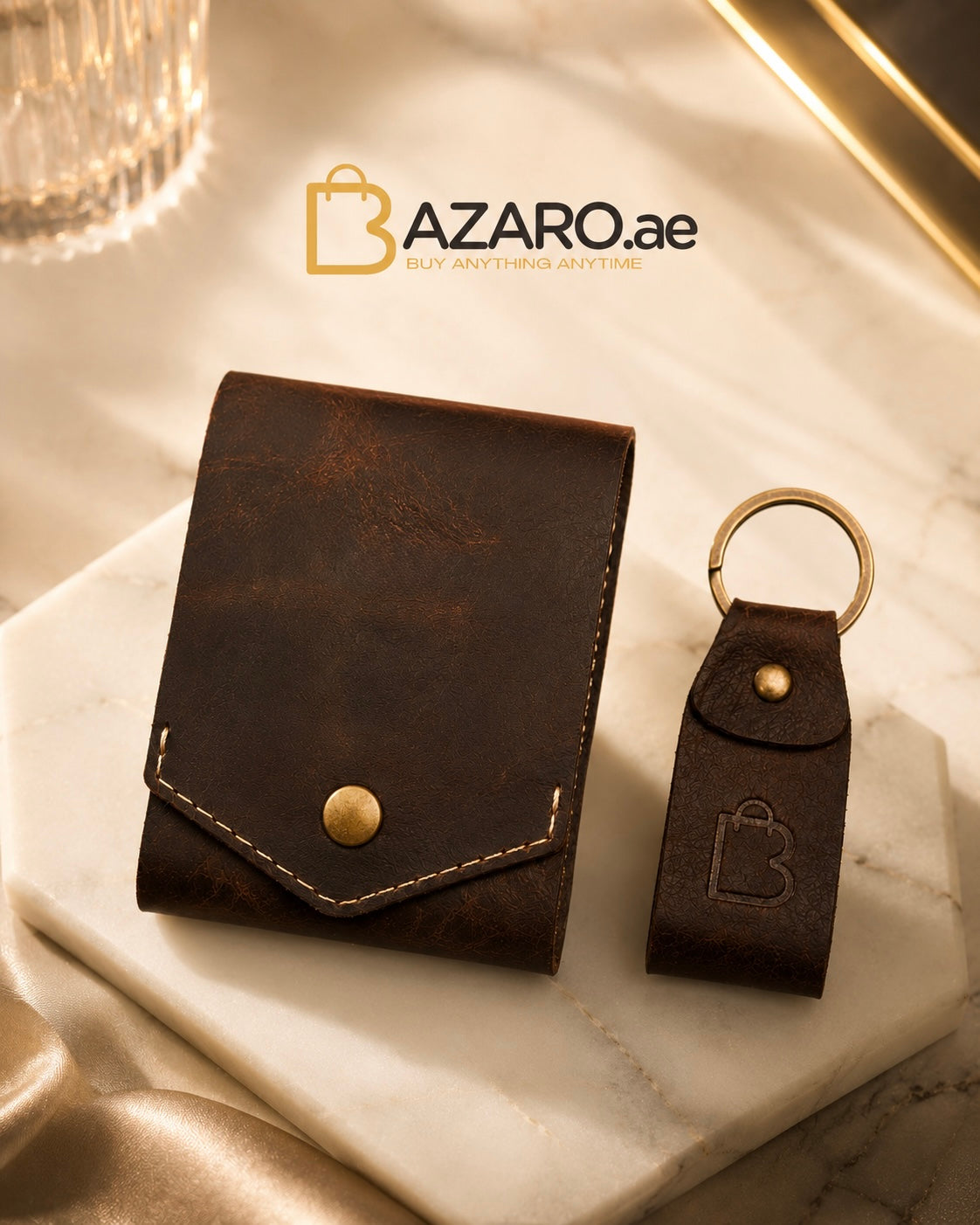 Arabian Roast | Handcrafted Genuine Coffee Brown Leather Wallet with free leather keychain | Slim & Compact design