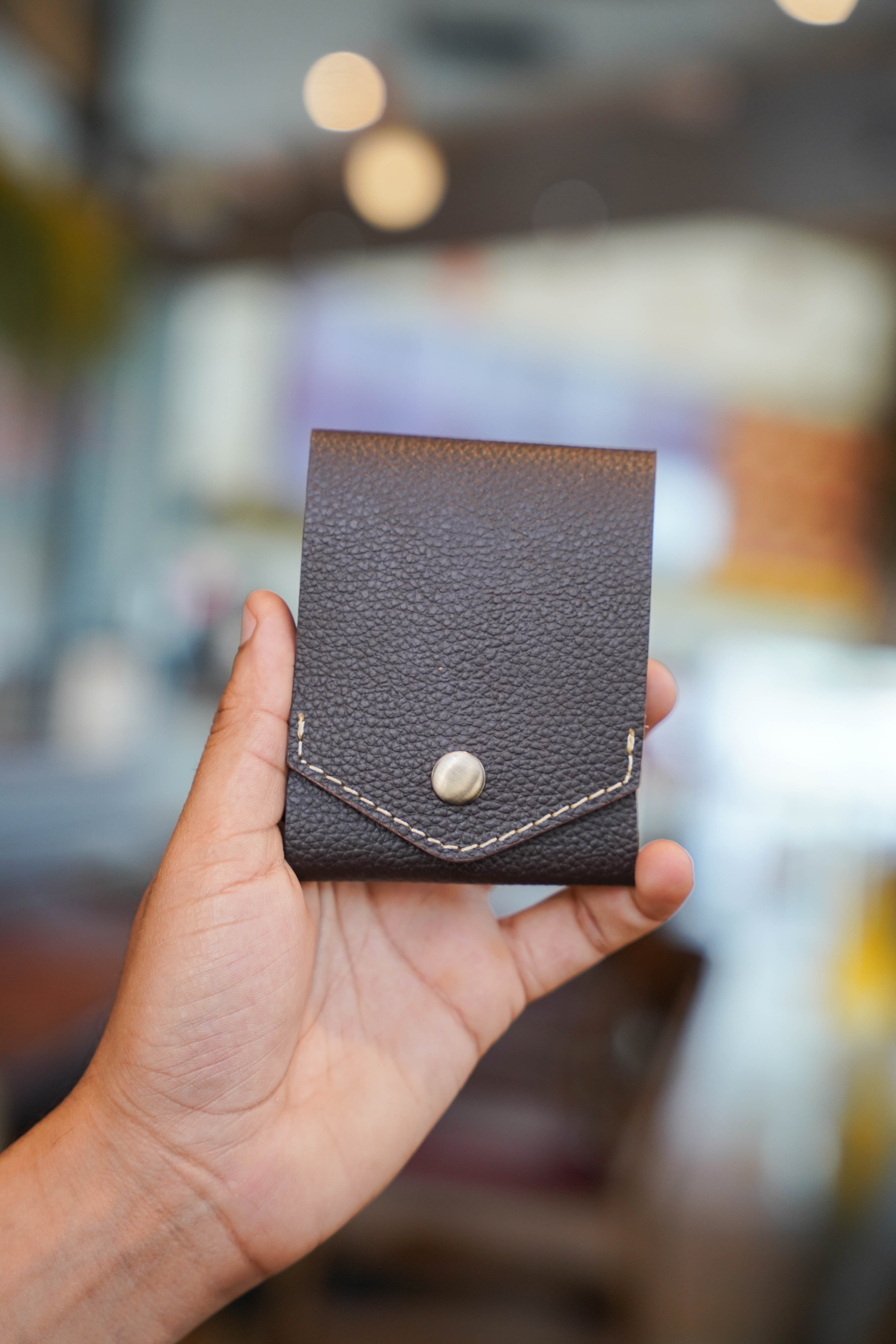 Cigar Reserve | Handcrafted Genuine Dark Brown Leather Wallet with free leather keychain | slim & compact design