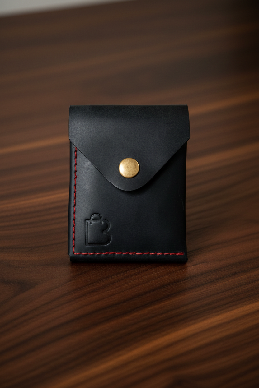 Eclipse Noir Double Fold | handcrafted Leather Wallet | Bazaro.ae
