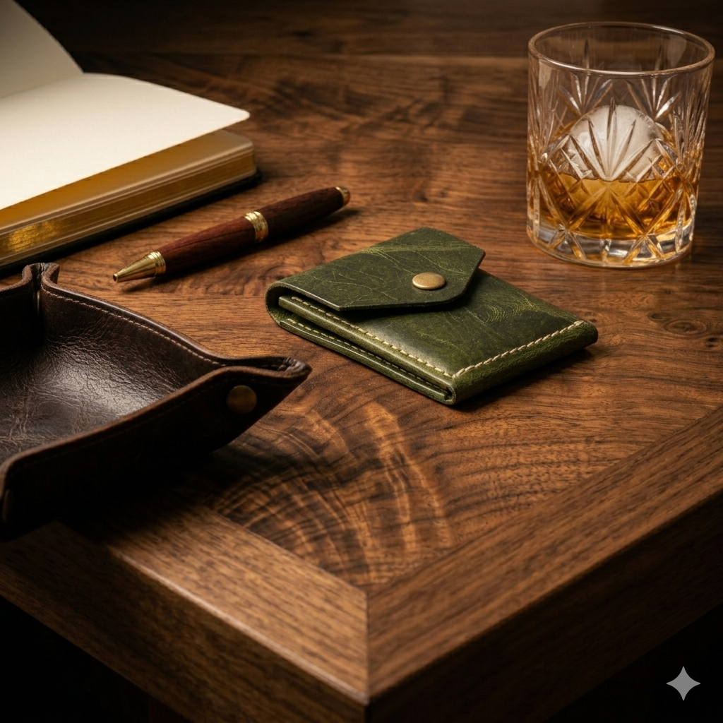 Topkapi Olive | Premium Double Fold Leather Wallet | Compact Leather Wallets UAE