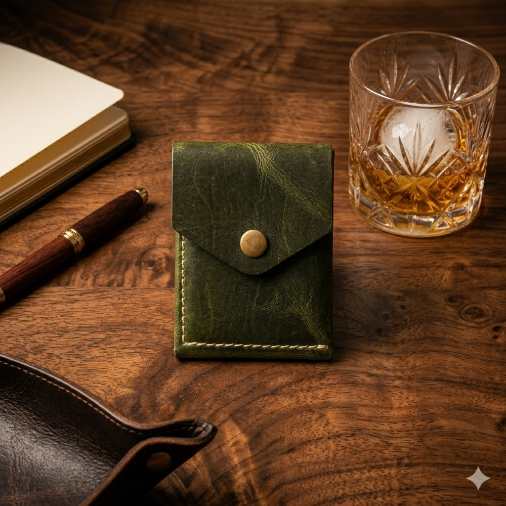 Topkapi Olive | Premium Double Fold Leather Wallet | Compact Leather Wallets UAE