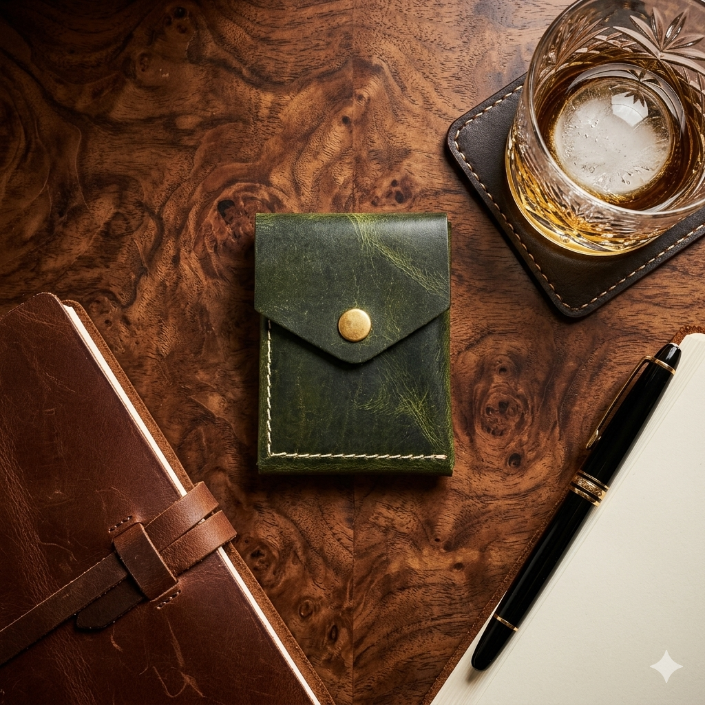 Topkapi Olive | Premium Double Fold Leather Wallet | Compact Leather Wallets UAE