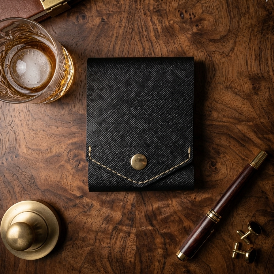 Velvet Sin | Handcrafted Genuine Black & Red Leather Wallet with free leather keychain | slim & compact design